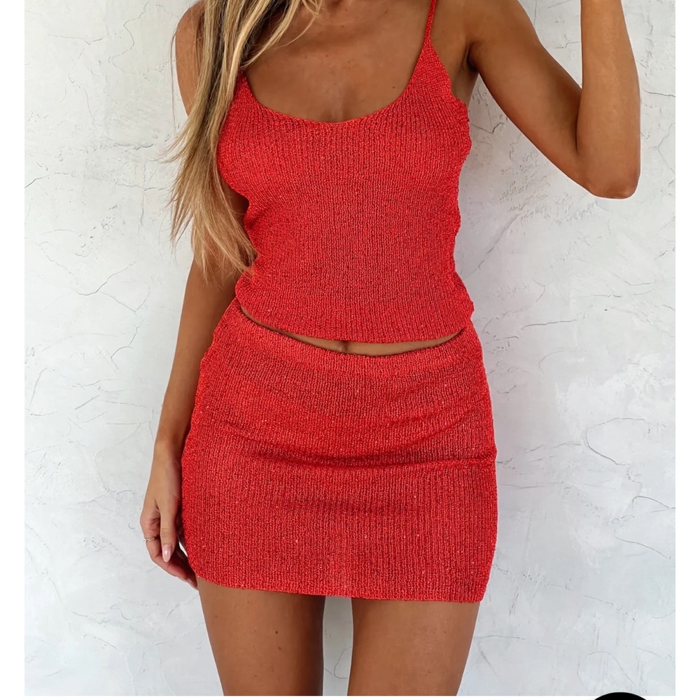White Fox Boutique Red Mini Skirt